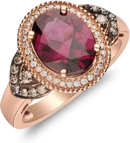 Vista 5 de Gin & Grace Anillo de diamantes de granate natural rosa púrpura de 10 quilates (I1) con joyería de trabajo diario para mujeres, regalos para ella