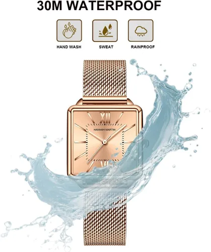 Vista 4 de Reloj de pulsera vintage para mujer, estilo cuadrado, estilo vintage, para mujer