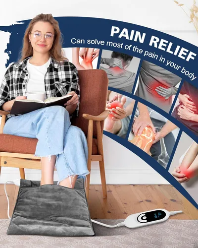 Vista 4 de Calentador de pies de doble cara, almohadillas térmicas eléctricas para pies para mujeres y hombres, con calentamiento rápido y lavable a máquina