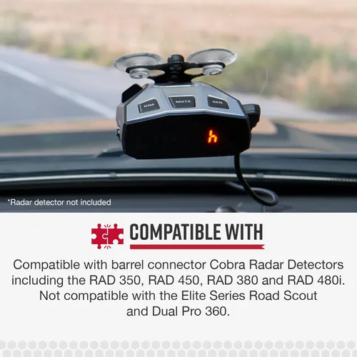 Vista 6 de Cobra Cable de alimentación recta de 12 voltios para alimentar detector de radar, 6 pies de largo, compatible con modelos Cobra