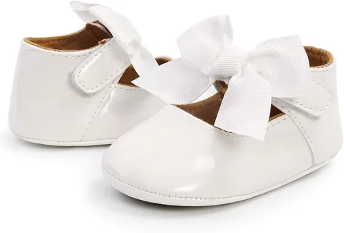 Vista 4 de COSANKIM Zapatos planos Mary Jane con suela de goma antideslizante para bebés y niñas pequeñas zapatos de vestir de princesa