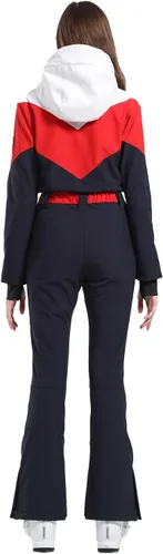 Vista 102 de GSOU SNOW Traje de esquí para mujer, traje de nieve delgado de una pieza, chaqueta de nieve, impermeable, resistente al viento, deportes al aire