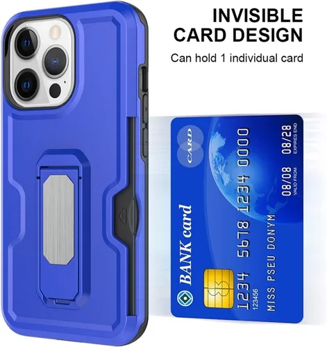 Vista 5 de Funda para iPhone 13/13 Mini/13 Pro/13 Pro Max, cubierta de protección completa, cubierta de policarbonato con ranura para tarjetas con soporte