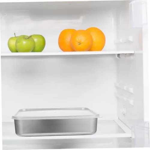 Vista 8 de YARNOW Refrigerador de acero inoxidable con estante de malla de 9.44 x 7.28 x 2.28 pulgadas, recipiente de almacenamiento de alimentos para una
