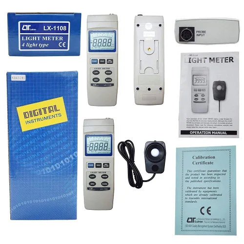 Vista 8 de Medidor de exposición digital Lux Meter junto con certificado de calibración de fábrica (rango: 0 a 4,00,000 Lux) para auditorios, teatros