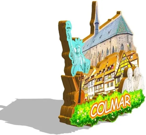Vista 2 de Imán de Francia Colmar para nevera de madera 3D, monumentos de viaje, coleccionables, recuerdos, decoración hecha a mano -188
