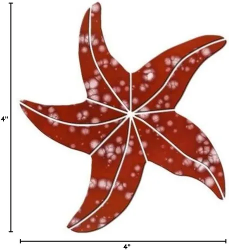 Vista 3 de Mosaico pequeño de cerámica de estrella de mar para piscina (4 pulgadas, rojo)