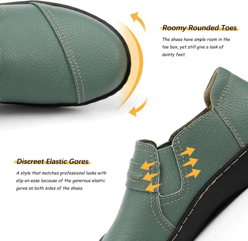 Vista 4 de LAZYPOP Mocasines de cuero clásicos y cómodos para mujer, bonitos zapatos de vestir informales, ligeros, para caminar, zapatos planos