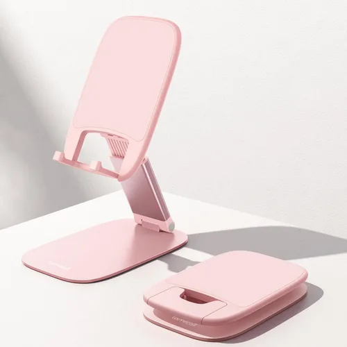 Vista 8 de Lamicall - Soporte de teléfono ultrafino para escritorio, soporte plegable para teléfono celular, altura ajustable, base pesada resistente, funda