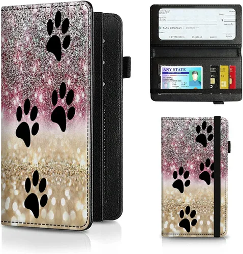 Vista 164 de Funda para chequera para hombres y mujeres, cartera de cuero RFID con ranuras para tarjetas de crédito, soporte de cheques duplicados personales