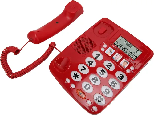 Vista 5 de Ajuste el tono de llamada con cable, teléfono grande pero tonelado para personas mayores, teléfono con cable con identificación de llamadas