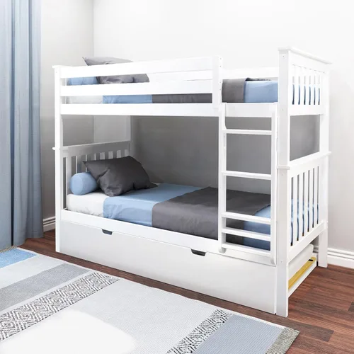 Vista 25 de Max & Lily - Litera, marco de cama individual sobre cama matrimonial para niños, color azul. Climb with Confidence, Sturdiness Redefined