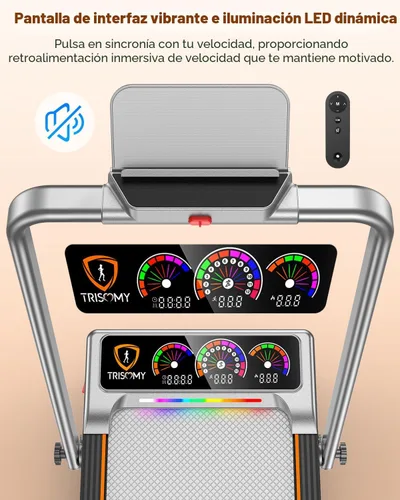 Vista 3 de Almohadilla para caminar con 15% de inclinación automática de 12 niveles, Trisomy 3.5HP plegable debajo del escritorio, cinta de correr de capacidad