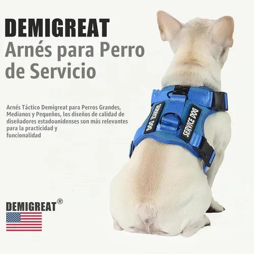 Vista 5 de Arnés de perro de servicio, arnés reflectante para perro con 5 parches, arnés Oxford suave ajustable para mascotas, malla de capa interior, fácil