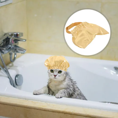 Vista 4 de Ipetboom Gorro de ducha impermeable para mascotas, correa elástica ajustable, para perros, gatos, orejas de baño, gorras de ducha para cachorros