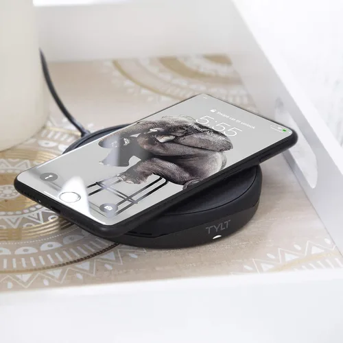 Vista 9 de TYLT Crest - Cargador inalámbrico redondo, almohadilla de carga inalámbrica rápida universal, certificado QI de 10 W Max, compatible con iPhone