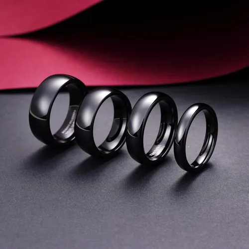 Vista 10 de King Will Alianza de boda de carburo de tungsteno para hombres y mujeres, anillos de promesa para parejas abovedados de alto pulido