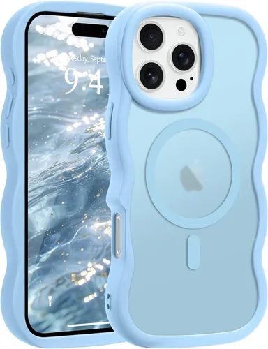 Vista 93 de Pepmune - Funda para iPhone 12 Pro Max con marco ondulado y estructura rígida, color mate claro, cubierta trasera unisex, compatible con Magsafe