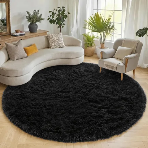 Vista 96 de ONASAR - Alfombra de pasillo negra de 2 x 6 pies, esponjosa, lavable, ultrasuave, afelpada, peluda, tapete para bebés, dormitorio de niños, armario
