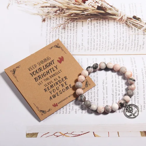 Vista 4 de GVUSMIL Pulseras inspiradoras de cumpleaños para profesoras, regalos para mujeres, pulseras de piedra curativa de la naturaleza, regalos