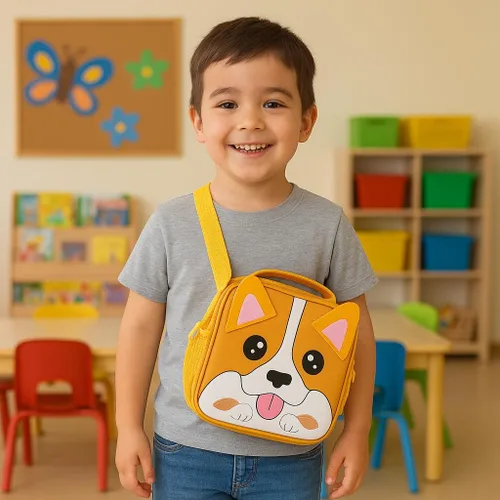 Vista 6 de Giraffe Creation Lonchera térmica para niños con correa para el hombro, reutilizable, duradera, ligera, para mantener la comida fría/caliente, perro
