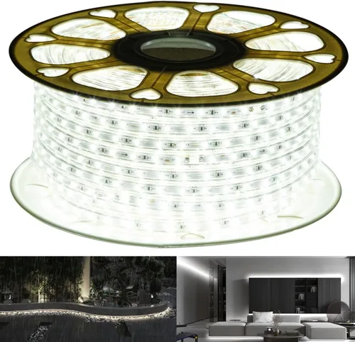 Vista 10 de Kit de tira de luz LED de 20 pies, impermeable, 6000 K, luz blanca diurna, 110 V, LED SMD 2835 flexible, fuente de alimentación con certificación