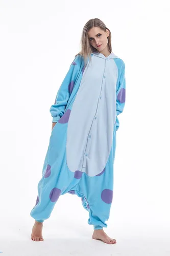 Vista 2 de Animal Sulley Monster Adult Onesie Unisex One-Piece Cosplay Costume Pajamas For Men Women