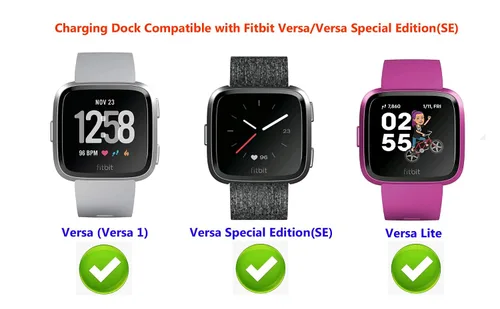Vista 2 de Paquete de 2 bases de carga compatibles con cargador Fitbit Versa/Lite/SE, (no para Versa 2), soporte de cable para reloj inteligente