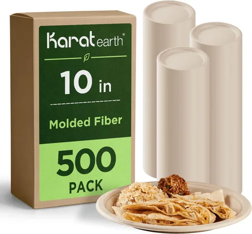 Vista 13 de Karat Earth Platos de papel desechables compostables de 6 pulgadas, paquete de 1000