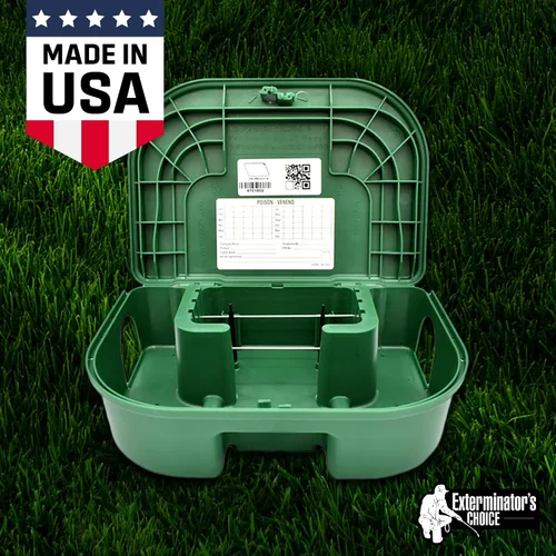 Vista 7 de Exterminators Choice Caja grande para cebo para ratas con 1 llave, plástico, resistente a la intemperie, resistente a la intemperie, caja verde