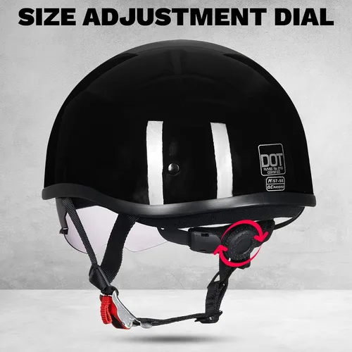 Vista 3 de ILM - Casco de motocicleta con protector solar, correa de liberación rápida, media cara, apto para crucero, scooter, DOT aprobado 883V
