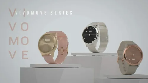 Vista 5 de Garmin Vivomove 3S, reloj inteligente híbrido de tamaño más pequeño con manecillas de reloj reales y pantalla táctil oculta, color dorado claro