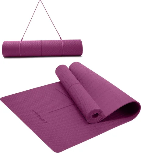 Vista 7 de Ewedoos Esterilla de Yoga Ecológica con Marcas de Alineación, Esterilla de Yoga TPE Antideslizante para Yoga Caliente, Gruesa 1/4'', Superficies