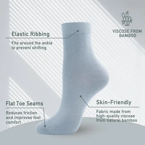 Vista 2 de SERISIMPLE Calcetines de bambú de viscosa fina para mujer, ligeros, por encima del tobillo, calcetines de vestir casuales para damas, botín