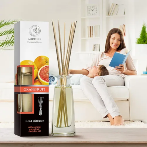 Vista 5 de AROMATIKA - Difusor de varillas de pomelo con aceite de pomelo, 3.5 onzas líquidas, juego de 9 piezas, difusor perfumado de varillas de aroma