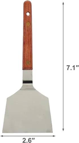 Vista 5 de TIKUSAN Okonomiyaki - Espátula giratoria para barbacoa, mango de madera, hecho en Japón (2.6 x 7.1 pulgadas)