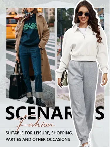 Vista 5 de Sudadera corta con media cremallera para mujer, trajes de otoño para entrenamiento