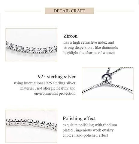 Vista 3 de Pulsera de tenis de plata de ley 925 con cristales Swarovski auténtica Bolenvi Plata de ley Sin gemas