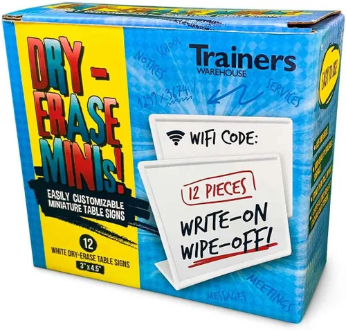 Vista 10 de Trainers Warehouse Tarjetas de nombre reutilizables de borrado en seco de alta calidad (11 x 4 pulgadas), juego de 12 cajas Las tarjetas de tienda