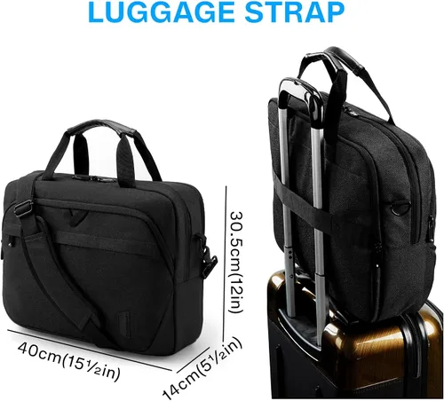 Vista 6 de BAGSMART Bolsa para laptop, maletín de 15.6 pulgadas para hombres, bolsa de computadora con cerradura para trabajo, bolsa de hombro estilo bandolera