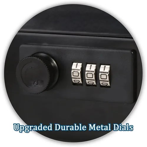Vista 2 de Jssmst - Caja grande de seguridad para dinero con bandeja; caja de dinero de metal con cerradura de combinación y cable de seguridad, color negro