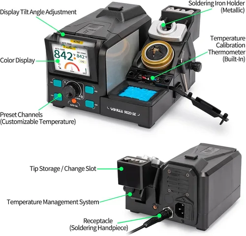 Vista 6 de YIHUA 982D SE 200W Kit de estación de soldadura con calibración automática