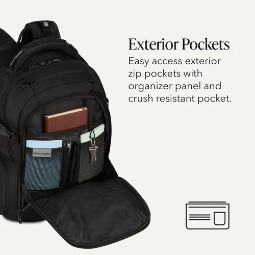 Vista 4 de SwissGear 5358 USB ScanSmart Mochila para Portátil de 16", Negro, Grande