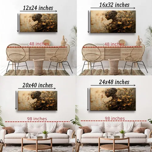 Vista 3 de Arte de pared mecánico floral para mujer, arte de pared de metal steampunk, retrato de diosa de diosa, impresión en lienzo vintage, escultura