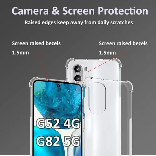 Vista 6 de USTIYA Funda para Motorola G52/Moto G82 5G Clear TPU Cuatro Esquinas Funda Protectora Transparente Suave Funda