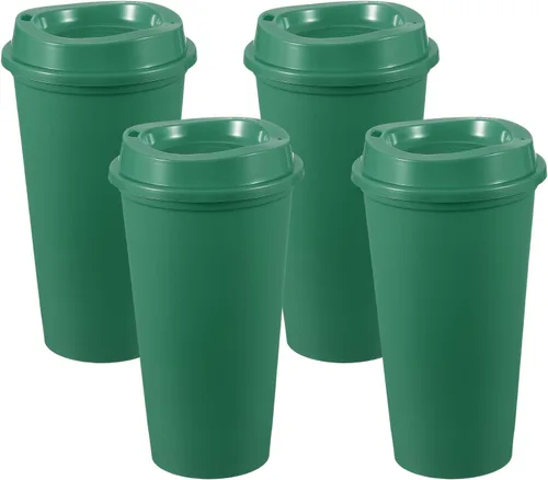 Vista 26 de uxcell 2 tazas reutilizables para café, 16 onzas, café de viaje, color azul Azul claro