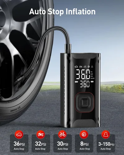 Vista 5 de Inflador de Neumáticos Compresor de Aire Portátil, Mini Bomba de Aire para Neumáticos de Coche, Bomba de Neumáticos de Bicicleta Eléctrica