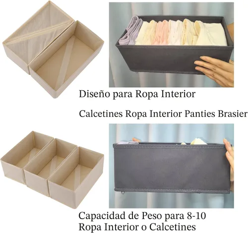 Vista 6 de Bructhun - Juego de 4 organizadores de cajones de tela para ropa, ropa interior, calcetines y sujetadores, divisores de tocador de 11 pulgadas