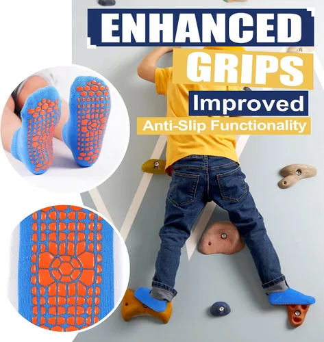 Vista 2 de Tphon Non Slip Kids Trampoline Socks with Grippers for Toddler Children - Anti Skid Grip Socks for Boys & Girls