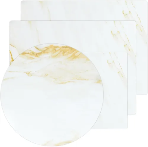 Vista 9 de Murrey Home Juego de tablas de cortar de vidrio para encimera de cocina, tablas de cortar de vidrio templado aptas para lavavajillas, pequeña Mármol